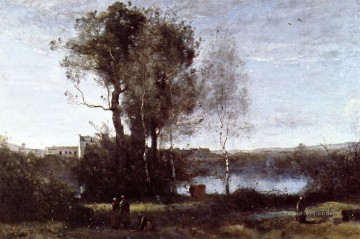 Jean Baptiste Camille Corot Painting - Gran aparcería Granja plein air Romanticismo Jean Baptiste Camille Corot